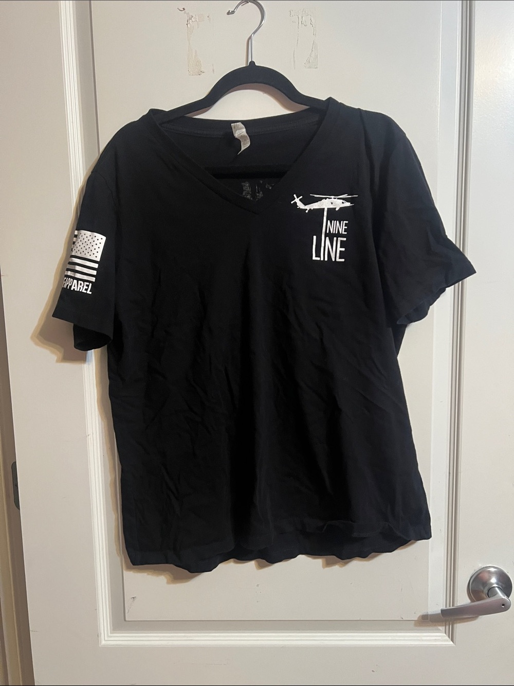 Nine Line Black V-Neck Short Sleeve Tee